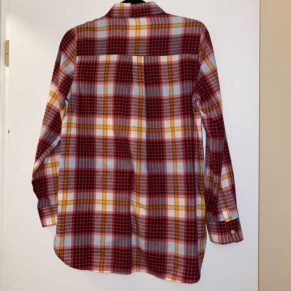 Old Navy Flannel Tunic Shirt Button Down Collared Plaid Womens Small NWT - Picture 4 of 4